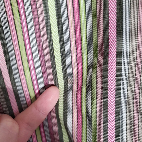 Foxcroft Womens Wrinkle Free Shirt Size 14 Pink Green‎ Stripe Button Up Office - Picture 6 of 10